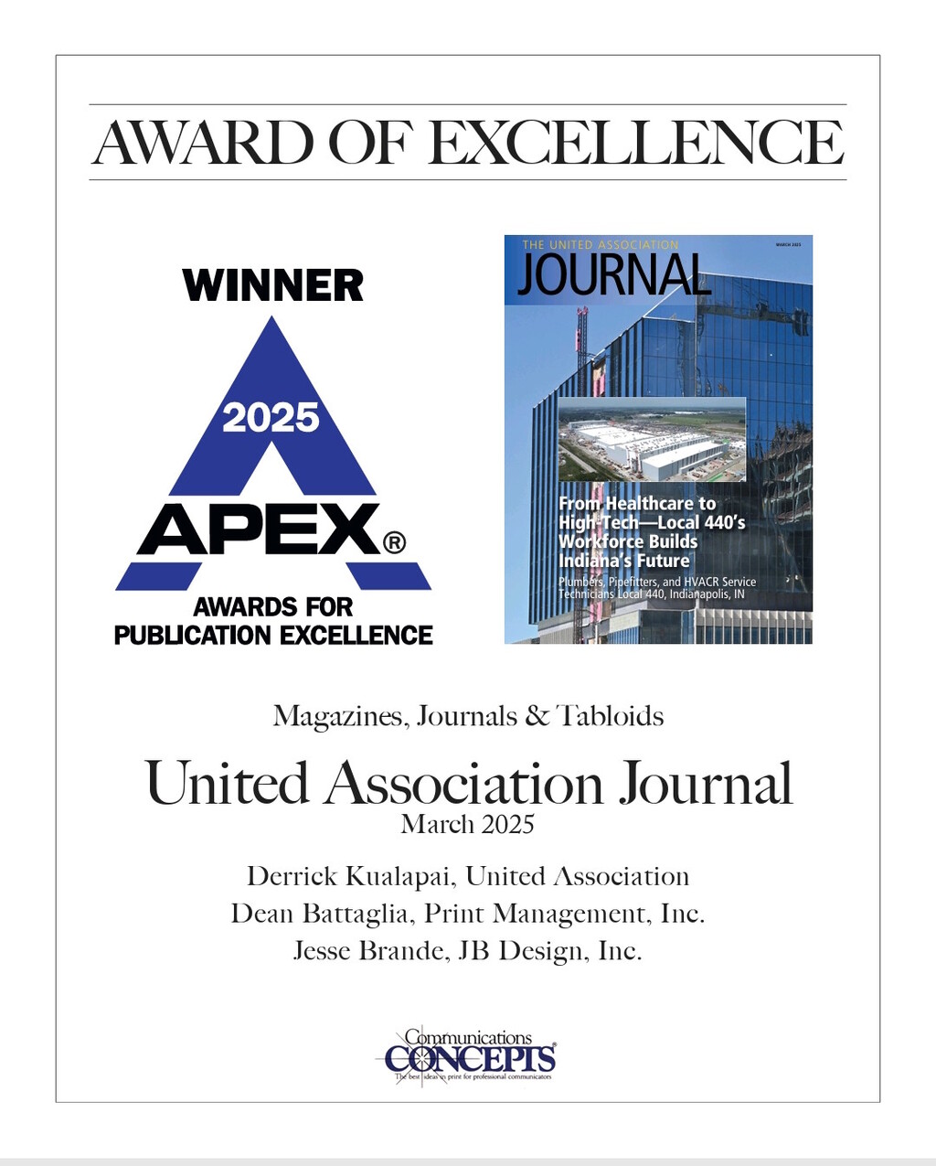 PMI Apex 2025 Winner, United Association, Dean Battaglia